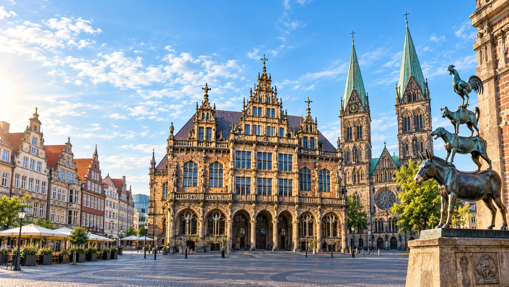Bremen mit Rathaus und Stadtmusikanten